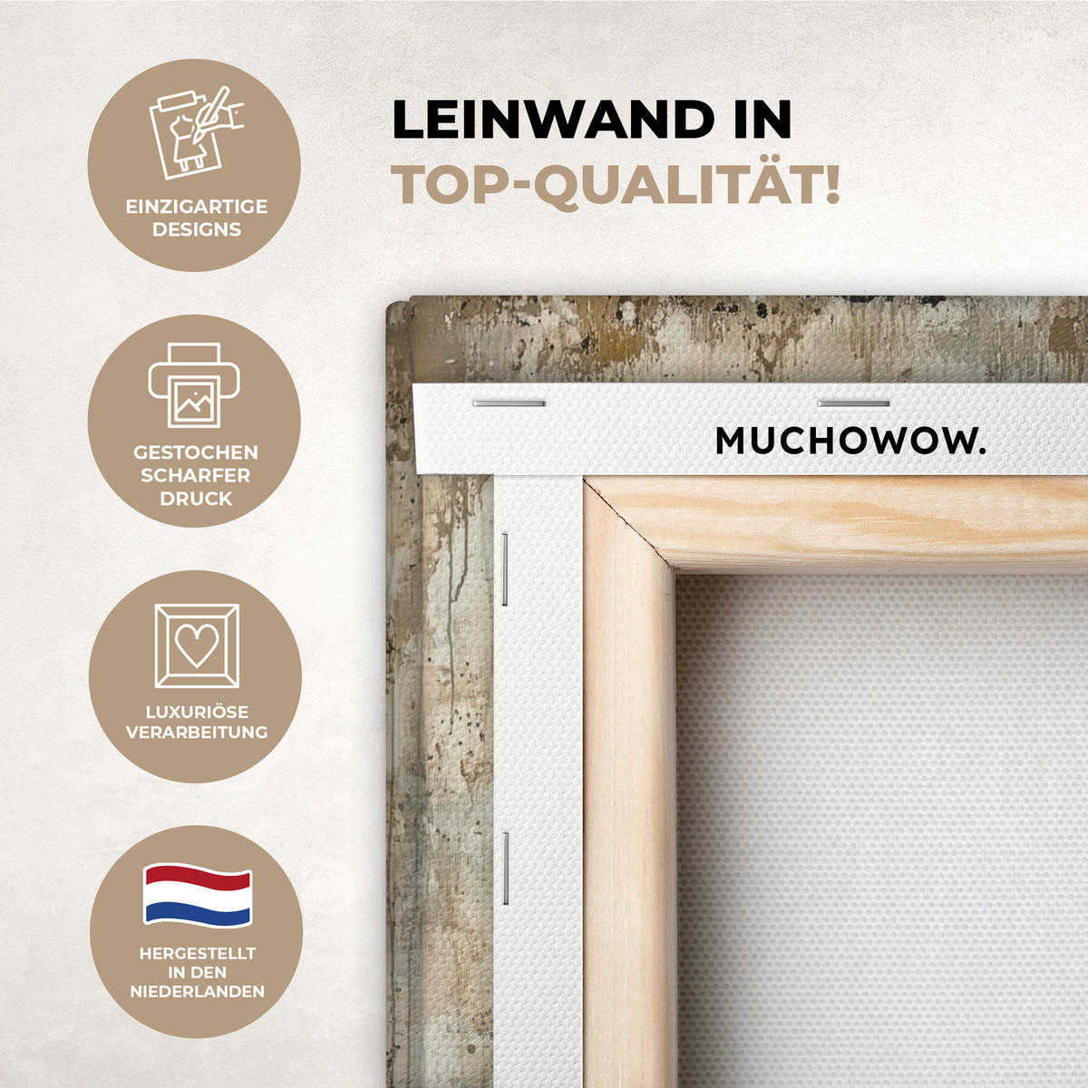 LEINWANDBILD Weihnachtsbaum - Vintage - Weihnachten - Geschenk 20x30 cm - Rostfarben, Textil (20/30cm) - MuchoWow