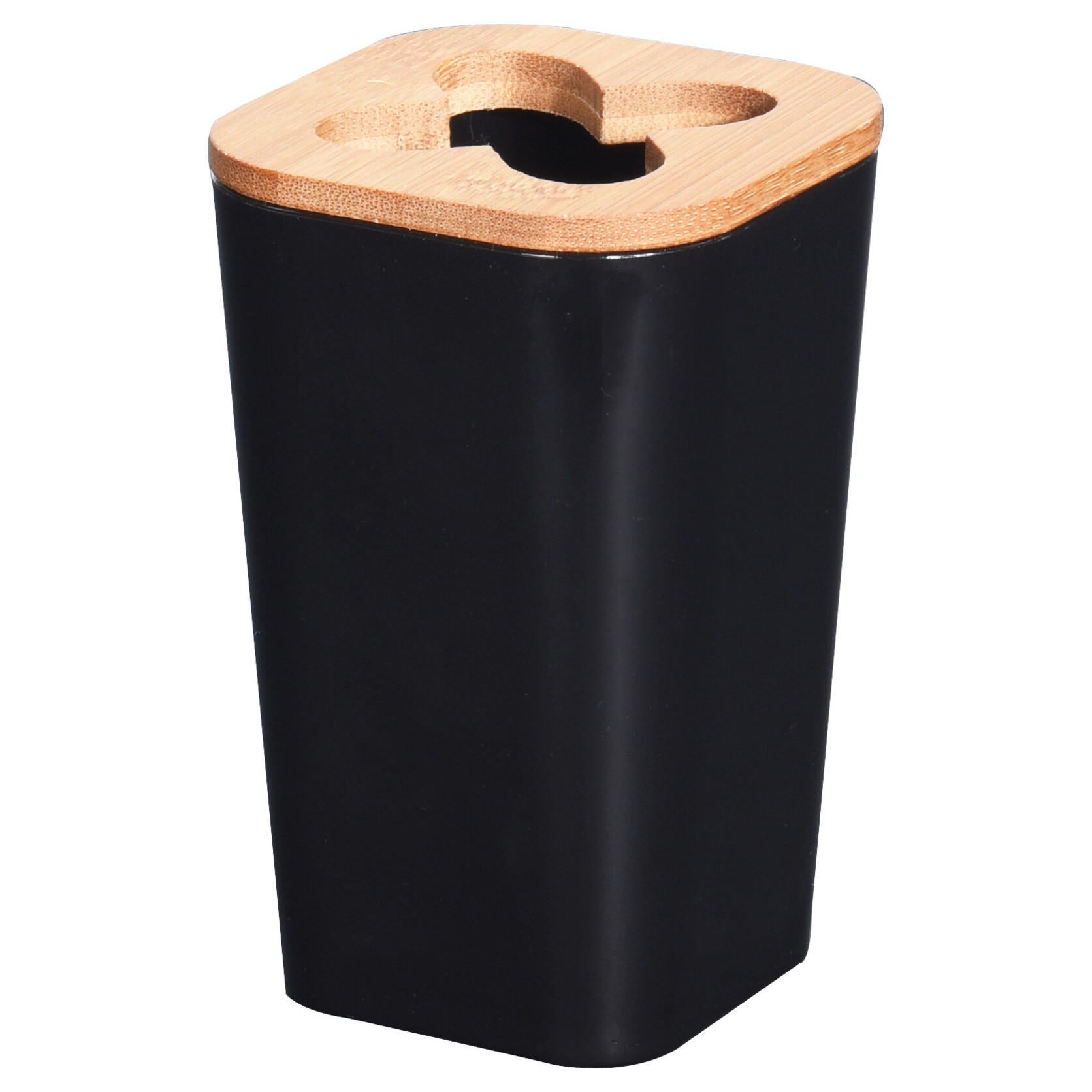 ZAHNPUTZBECHER Bambus-Element - Schwarz, Kunststoff (7.5/11.5/7.5cm)
