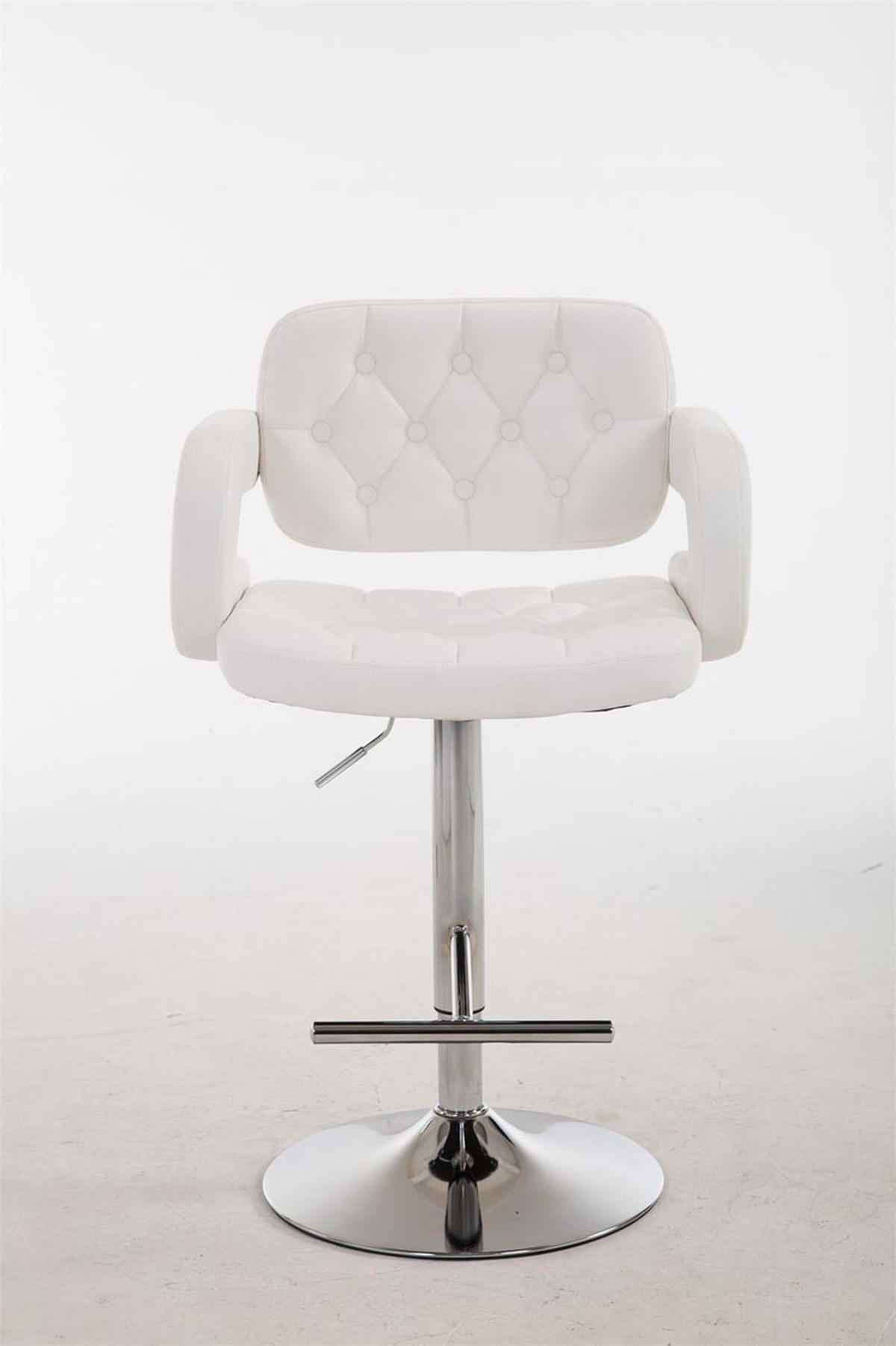 BARHOCKER Dubai, Gestell Metall in Chromoptik, Kunstleder weiß, - Chromfarben/Weiß, Kunststoff/Textil (52/100/55cm) - TPFLiving