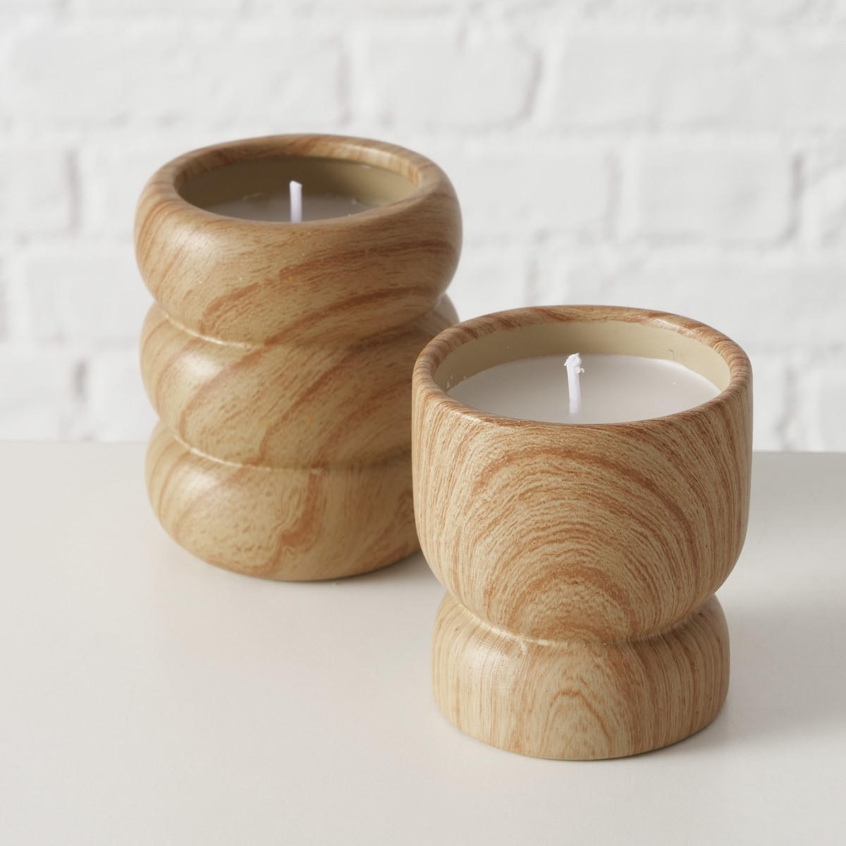 KERAMIKKERZE Leano Ø 6,5 cm - Hellbraun, Keramik (6.5/7.5/6.5cm) - Boltze Home