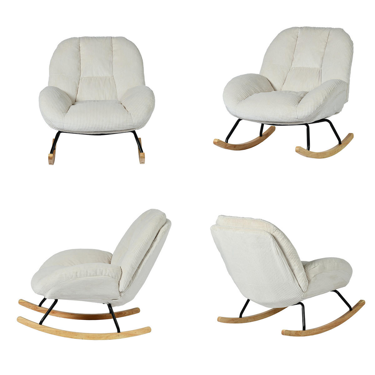 SCHAUKELSTUHL Relaxsessel Gepolstert Mit Cord-Bezug In Beige - Beige, Textil (79/84/111cm) - Meubles Cosy