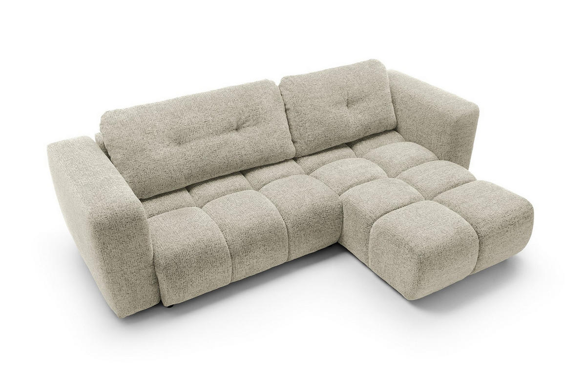 ECKSOFA ARTE 02 Creme Chenille mit Schlaffunktion - Creme, Holz (273/176cm) - MASSENO