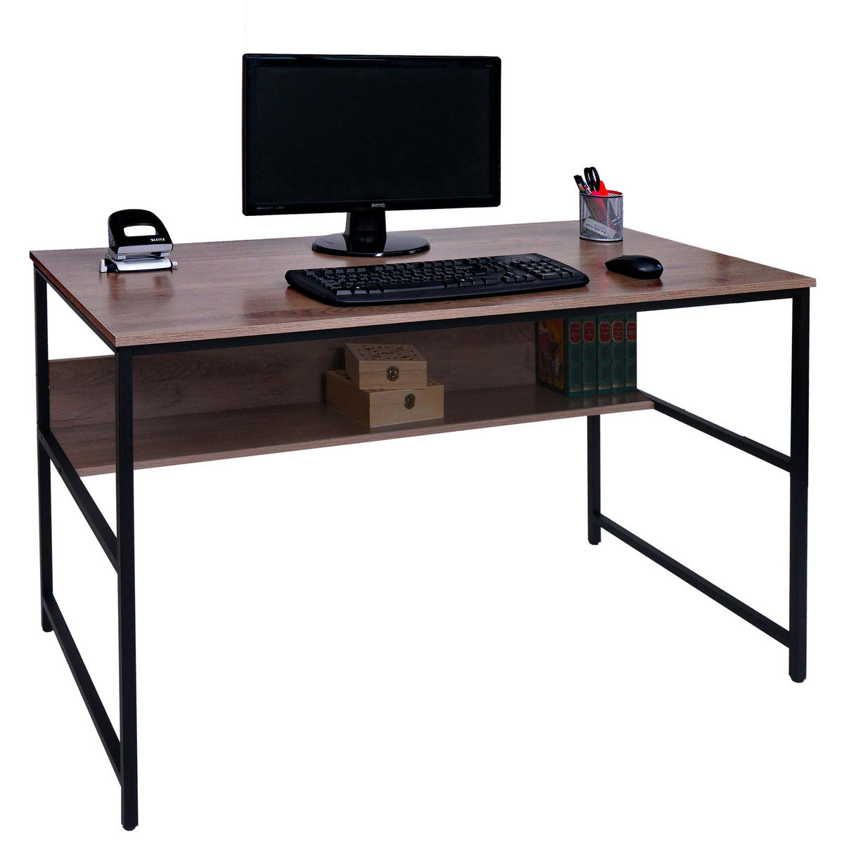 SCHREIBTISCH rechteckig Braun, Grau - Braun/Grau, Metall (60/120/78cm) - MCW