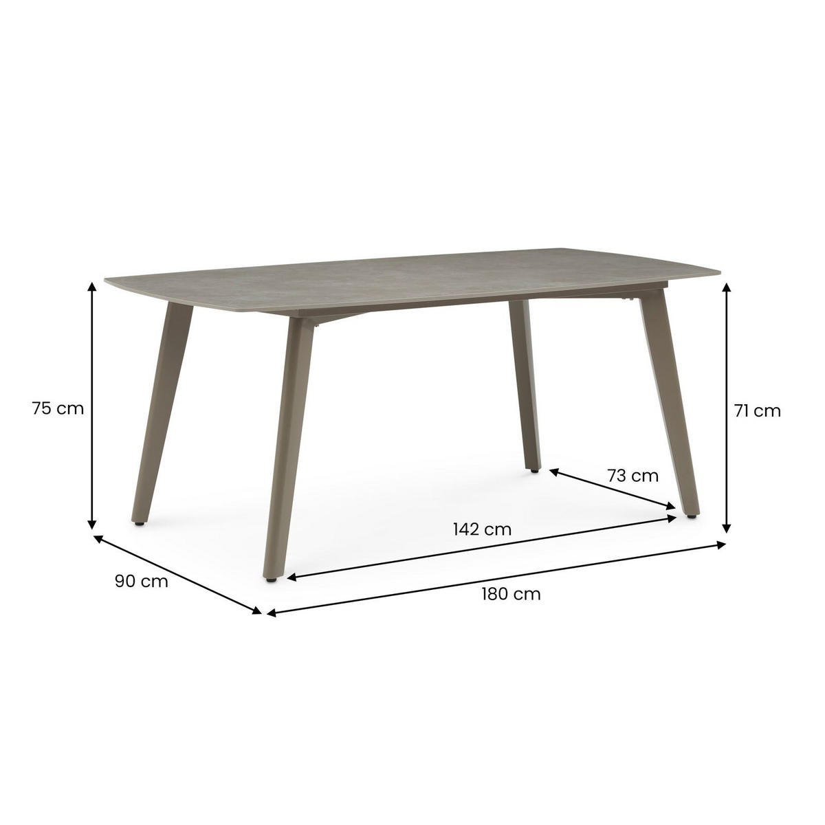 GARTENTISCH MEZA champagne - Champagner, Metall (90/180/75cm) - IDIMEX