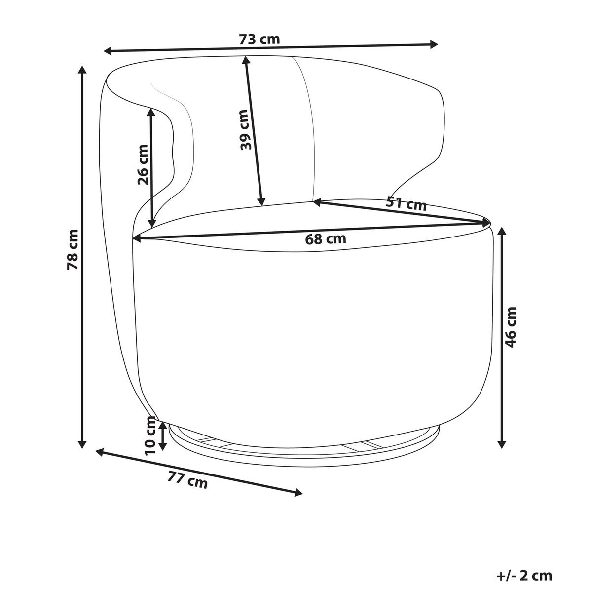 DREHSESSEL Hellbeige Molleby - Beige/Schwarz, Textil (73/78/77cm) - Beliani