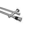 GARDINENSTANGEN-SET Platon Tanara 140 cm, 2-läufig (ohne Ringe), 20 mm Ø Chrom - Chromfarben/Schwarz, Metall (140cm) - INTERDECO