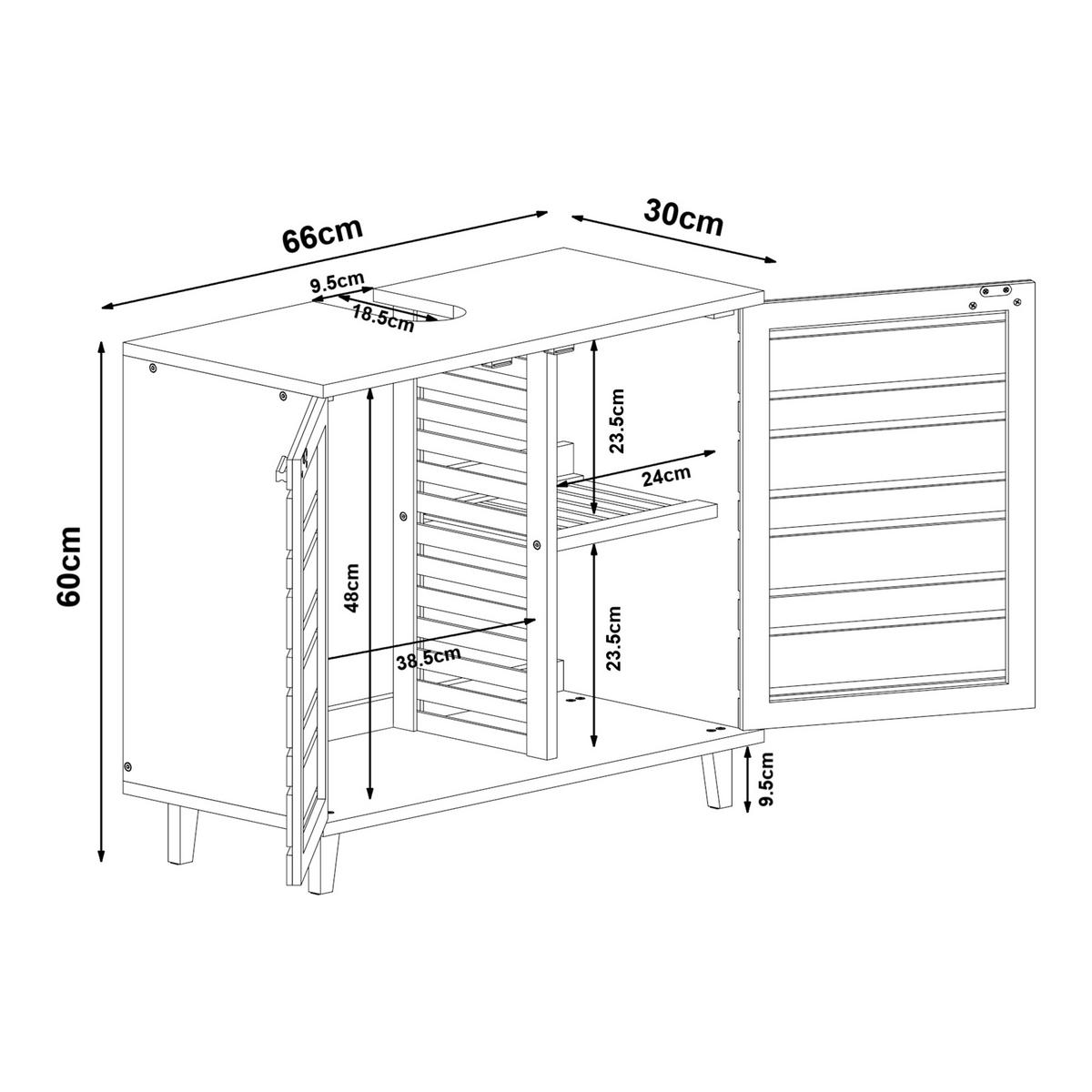 SKŘÍŇ POD UMYVADLO Epind - přírodní, dřevo (66/60/30cm) - [en.casa]
