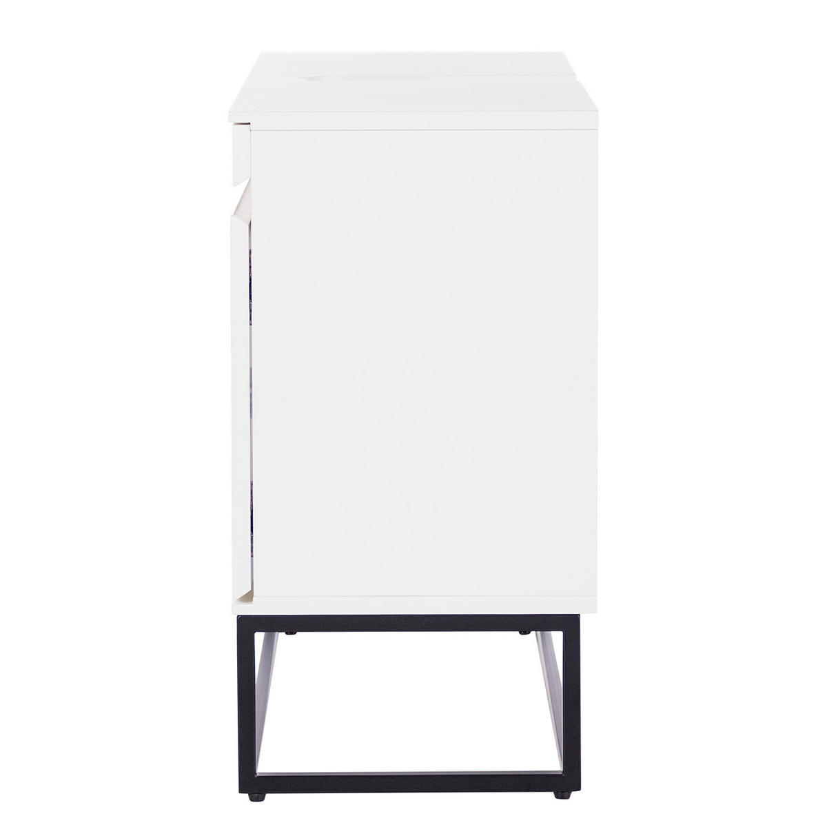 WASCHBECKENUNTERSCHRANK - Schwarz/Weiß, Holzwerkstoff/Metall (80/57/30cm) - home24