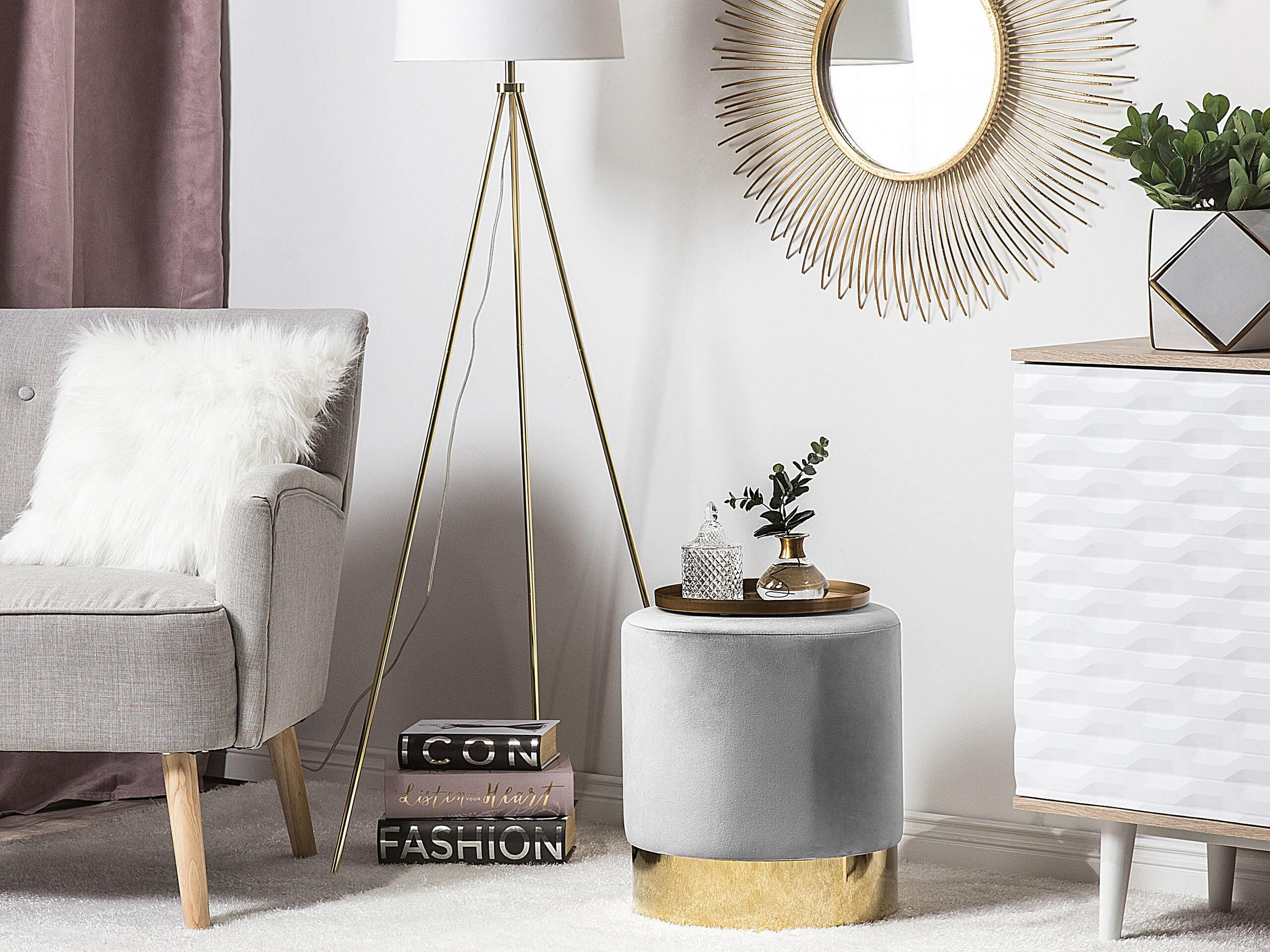 Thumbnail - Beliani Pouf, Grau, Textil, 1-Sitzer, Rund, 39x40x39 cm, Wohnzimmer, Hocker, Poufs