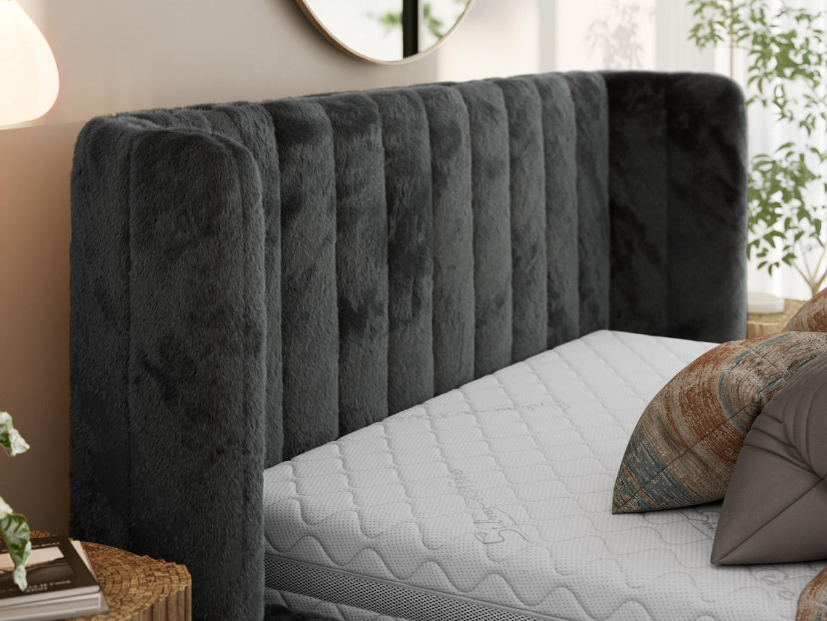 POLSTERBETT GOLETTA CLASSIC 200/200 - Dunkelgrau Plüsch - Multipocket-Matratze - Dunkelgrau, Textil (200/200cm) - MKS