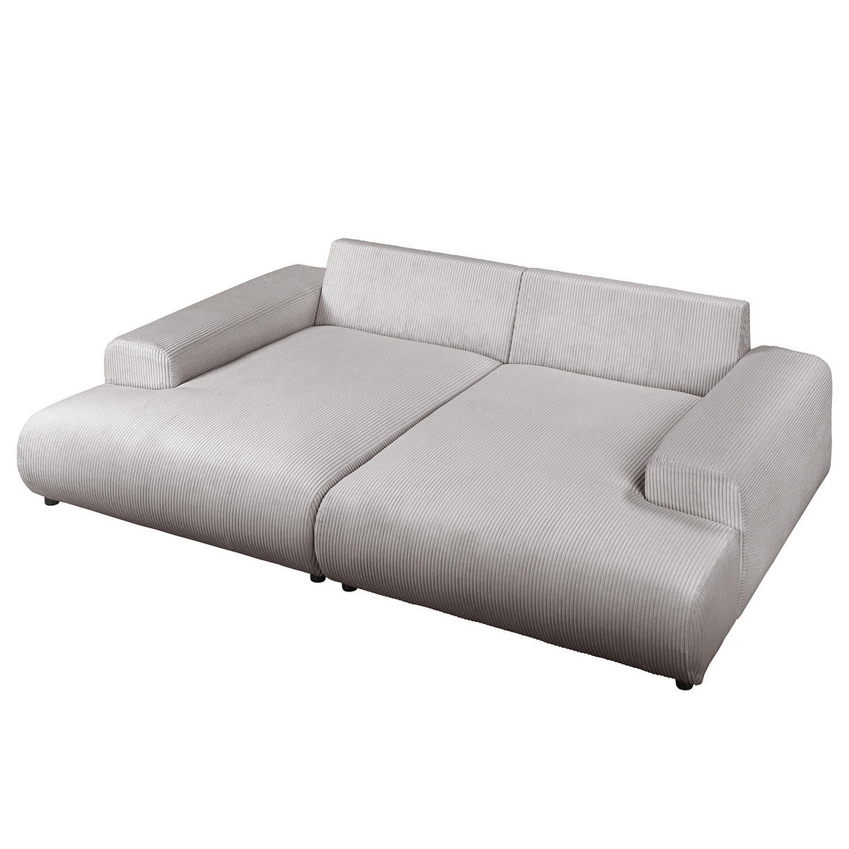 BIGSOFA - Hellgrau/Schwarz, Kunststoff/Textil (237/79/144cm) - home24