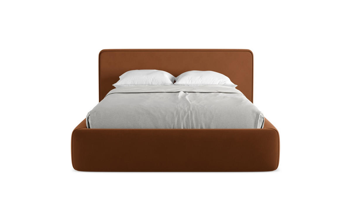 POLSTERBETT mit Bettkasten und Lattenrost 180x225 Orange - Terracotta/Schwarz, Kunststoff/Textil (140/200cm) - Makamii