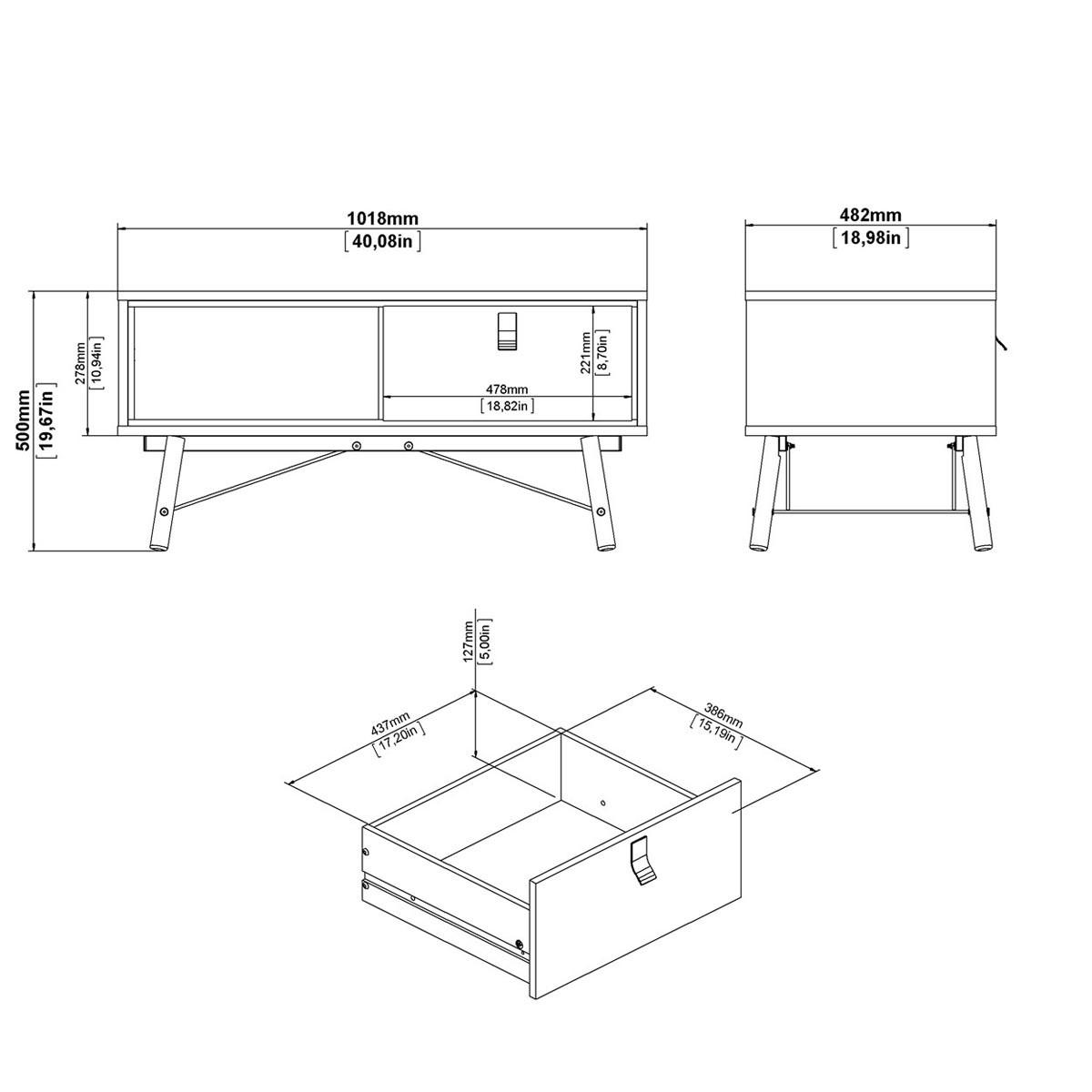 COUCHTISCH wallnuss Dekor - Schwarz, Holzwerkstoff (48/102/50cm) - ebuy24