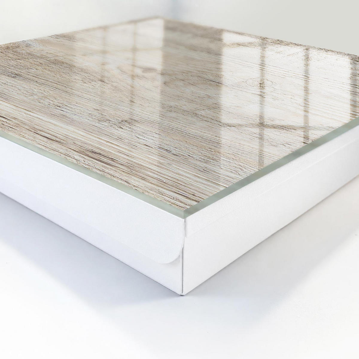 SCHLÜSSELBOX Weiß 30x30 cm – Türöffnung nach rechts - Holzstruktur - Beige, Metall (30/30/5cm) - TULUP