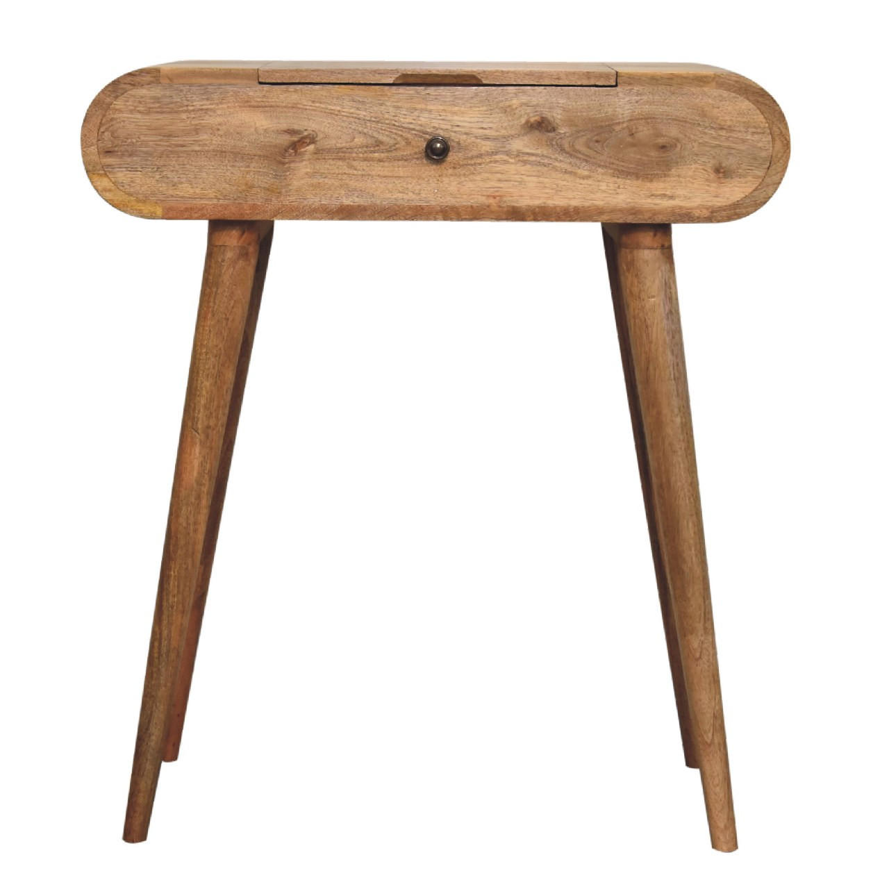 SCHMINKTISCH mini im Eichenholz-Finish mit Stauraumfächern - Beige/Messingfarben, Mangoholz/Holz (70/79/35cm) - Artisan Furniture