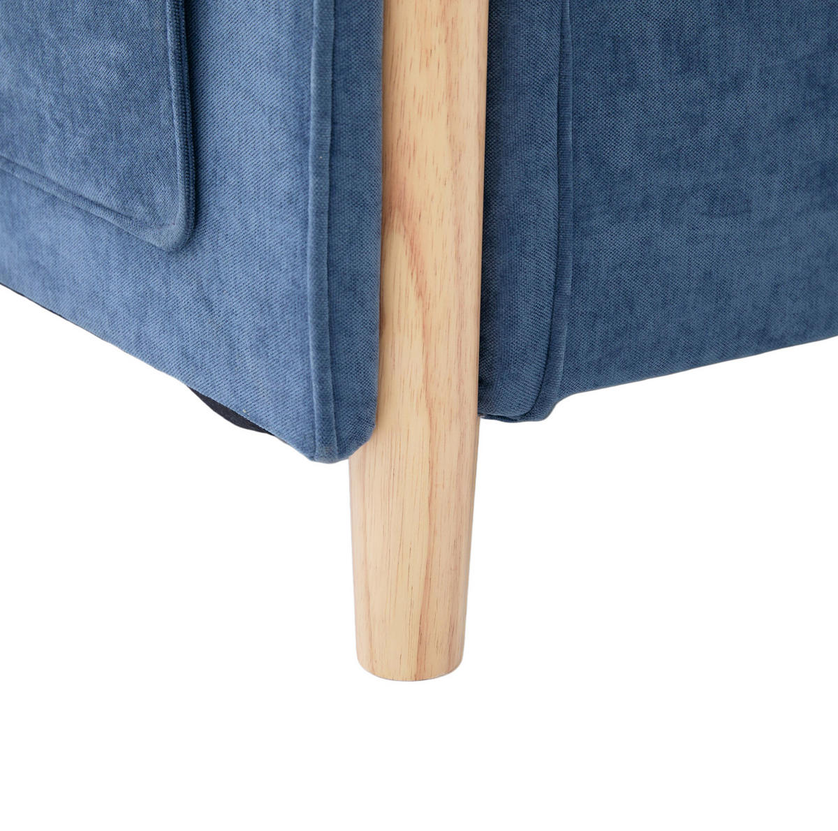 SOFA mit Stauraum-Hocker L-Form 201 cm Chenille Blau - Blau, Holz (77/201cm) - Meubliv