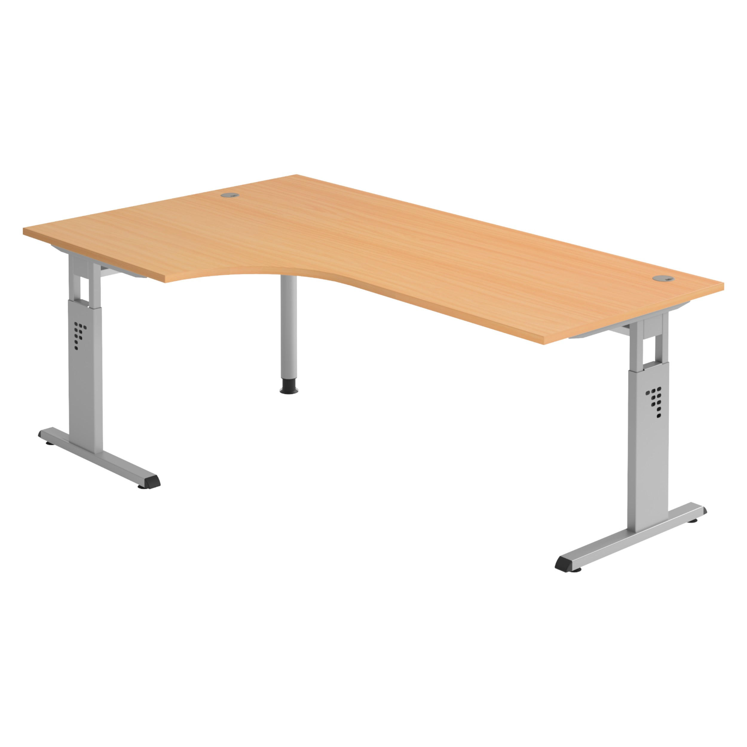SCHREIBTISCH Serie-O 120/200/74 cm in Buchefarben/Silberfarben - Buchefarben/Silberfarben, Holzwerkstoff (120/200/74cm) - bümö