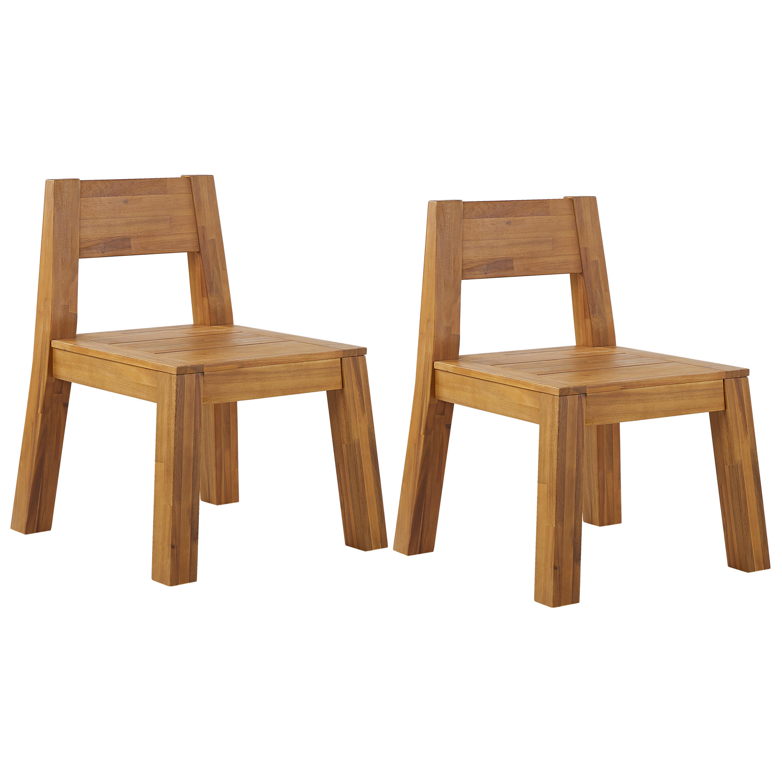 GARTENSTUHL 2er-Set Akazienholz hellbraun Livorno - Hellbraun, Holz (59/81/61cm) - Beliani