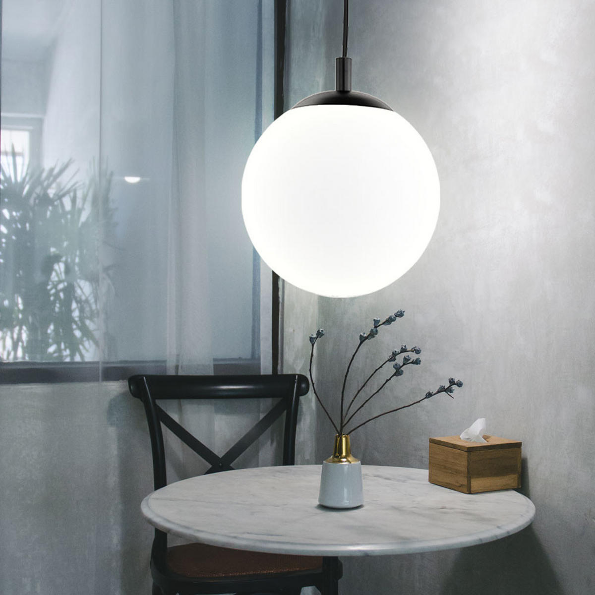 LED HÄNGELEUCHTE POINT Metall Weiß - Weiß, Glas (30/30/160cm)