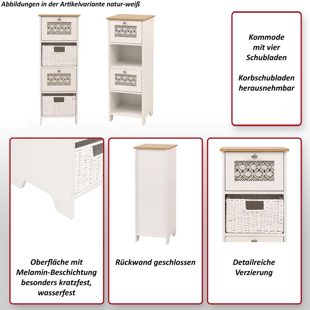 KOMODA Bílá - bílá, dřevo (30/82/30cm) - MCW