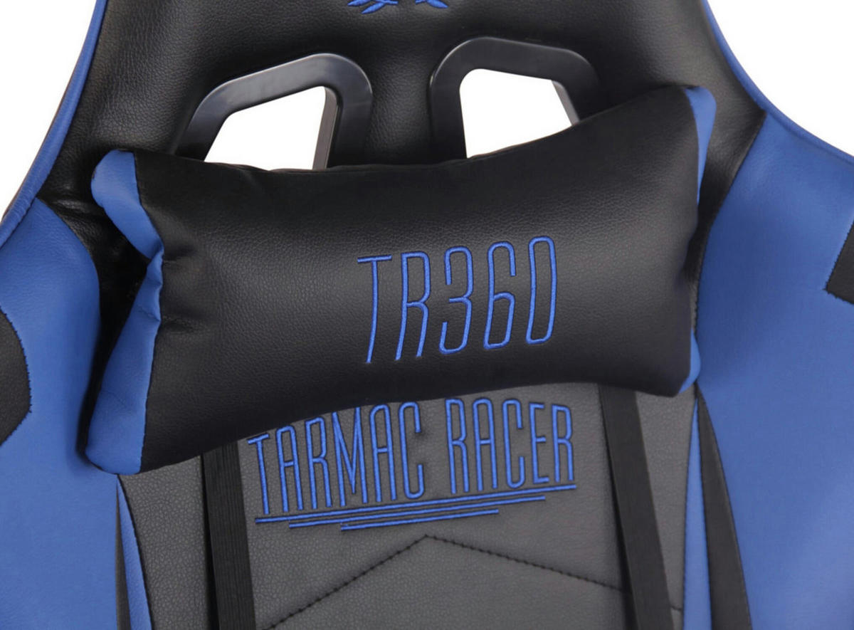 BÜROSTUHL Racing Turbine mit Fußablage, Schwarz/Blau - Blau, Kunststoff/Textil (67/142/58cm) - TPFLiving