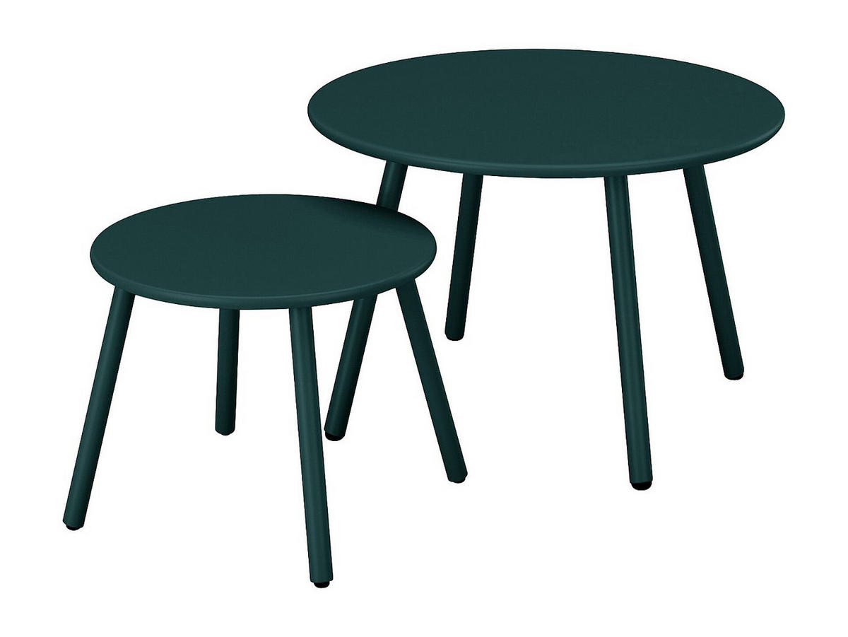 2ER-SET Garten-Beistelltische - Metall - Tannengrün - MIRMANDE von MYLIA - Waldgrün, Metall (60/60/34cm) - Vente-Unique