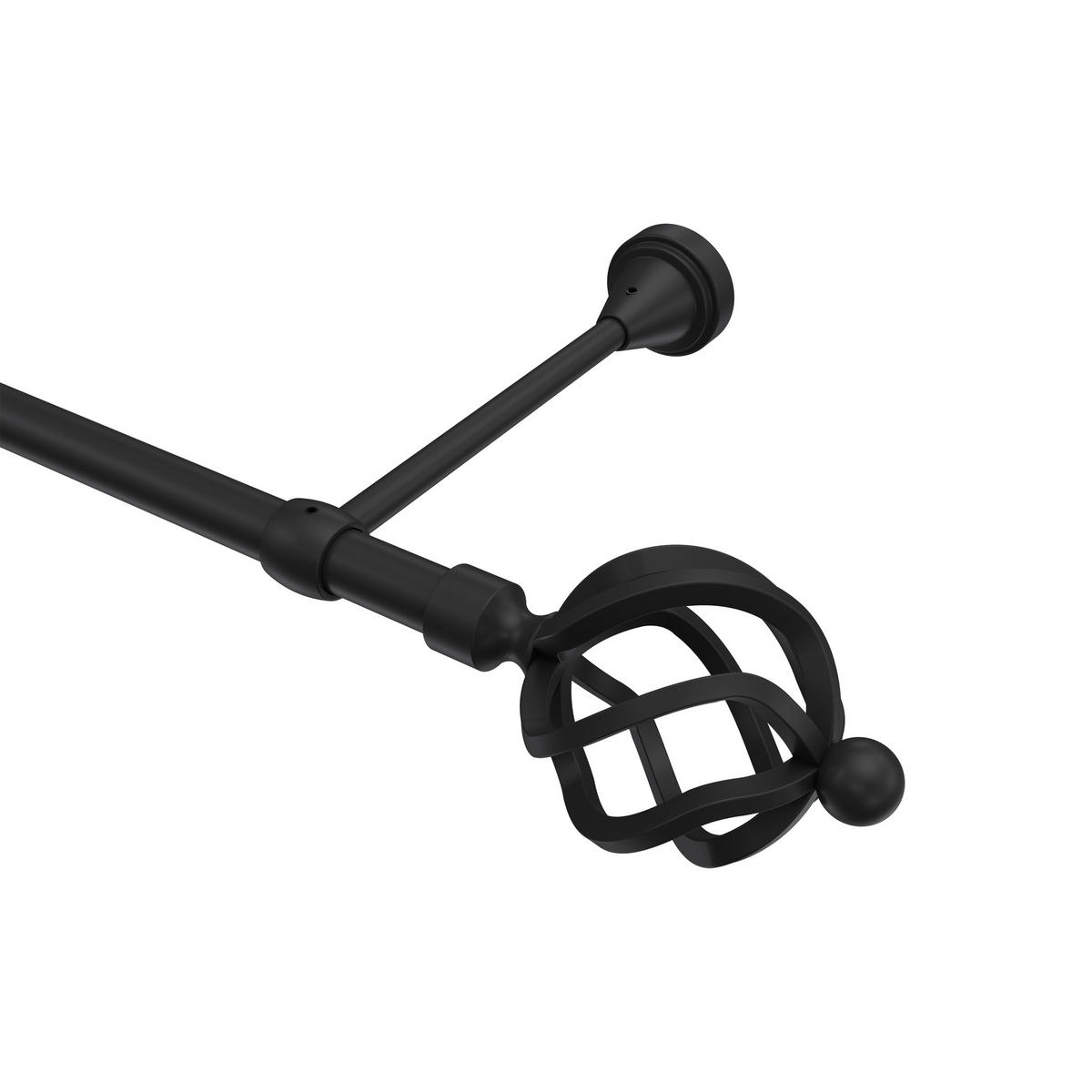 GARDINENSTANGE Primus Paolo 100 cm, 1-läufig (ohne Ringe), 16 mm Ø Schwarz - Schwarz, Metall (100cm) - INTERDECO