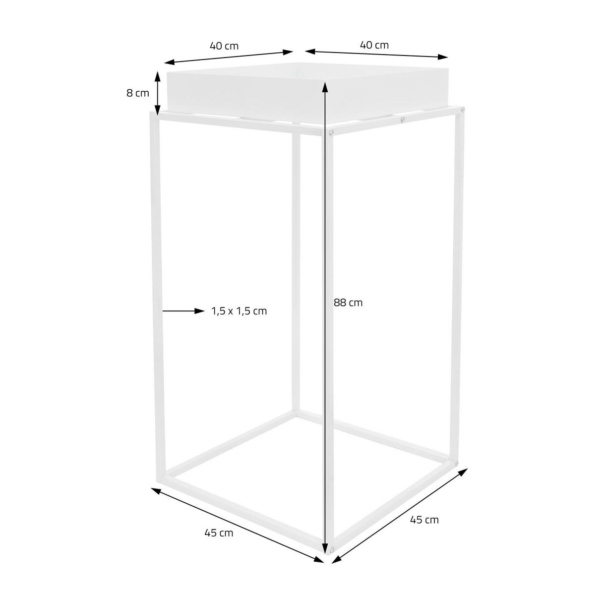BLUMENSTÄNDER Weiß 45/45/80 cm - Weiß, Metall (45/45/80cm) - ML-DESIGN