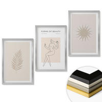 WANDBILDER 3er Set - 40x60 cm Silberner Rahmen - Eine Sammlung minimalistischer Formen - Silberfarben, Kunststoff (40/60cm) - ArtPrintCave