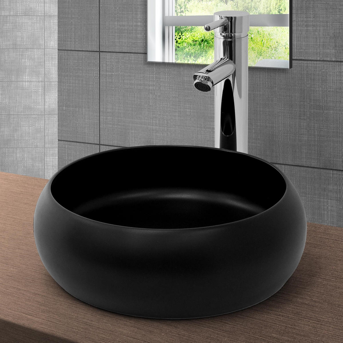 WASCHBECKEN - Schwarz, Keramik (35/30/35cm) - ML-DESIGN