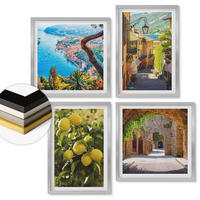 WANDBILDER 4er Set - 50x50 cm & 40x60 cm Silberner Rahmen - Straßen am Meer, ein Meer aus Zitronen - Silberfarben, Kunststoff (50/50cm) - ArtPrintCave