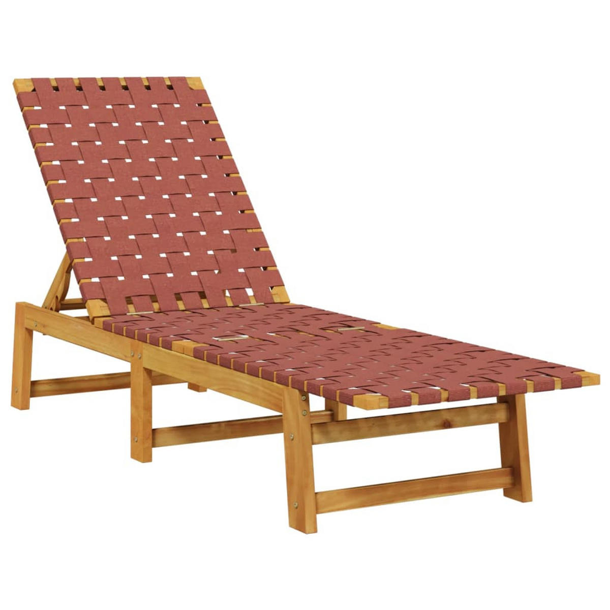 SONNENLIEGE Mit Tisch Rot Massivholz Akazie Und Stoff - Rot, Holz (55/87/157cm) - vidaXL