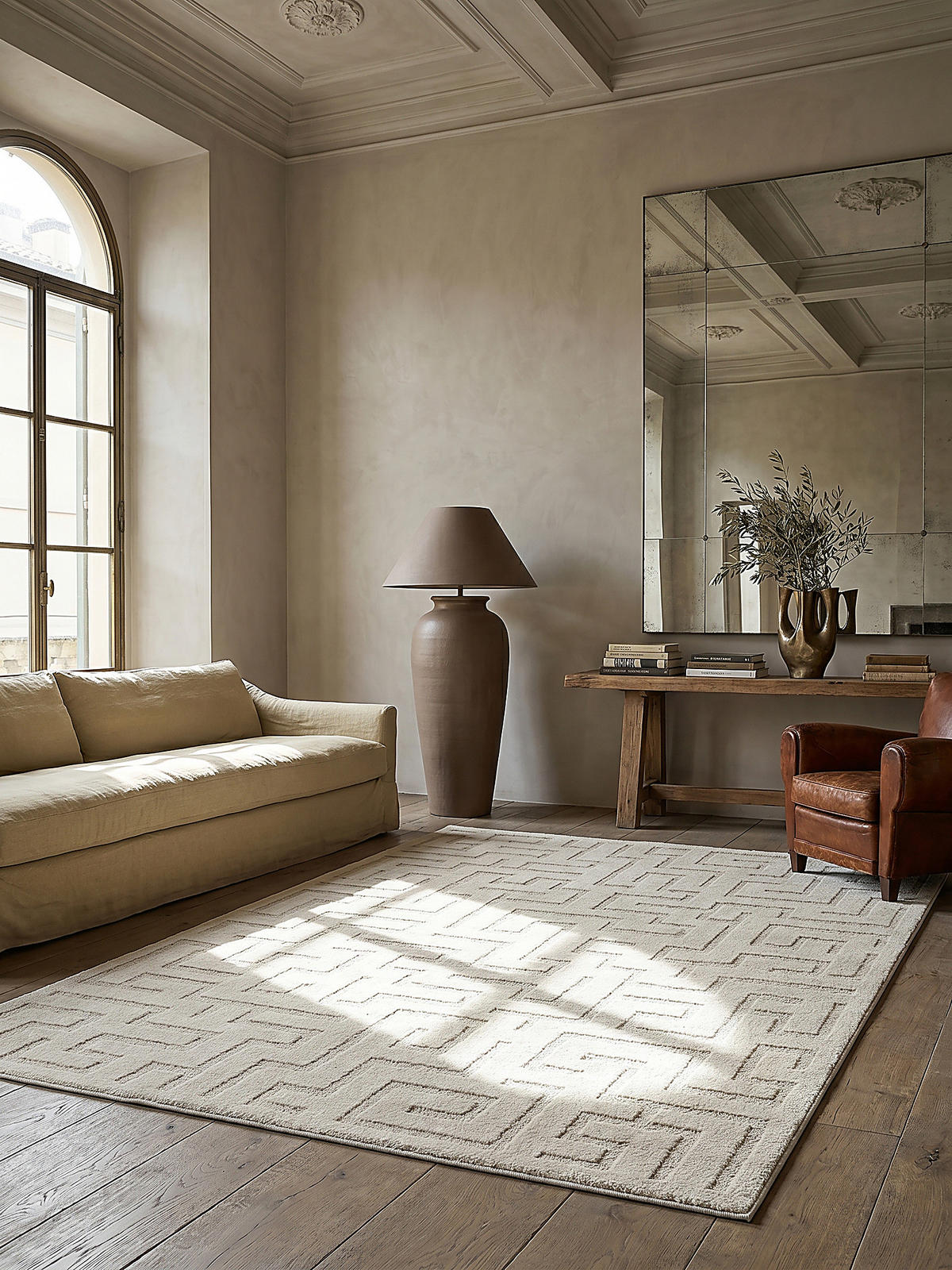 KURZFLORTEPPICH Geometrisch MUOTA Polypropylen Creme 140 x 200 cm - Beige, Textil (140/200cm) - KADIMA DESIGN