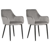 ÉTKEZŐSZÉK 2 darabos Szett Bársony sötétszürke Wellston - fekete/szürke, textil (60/84/61cm) - Beliani