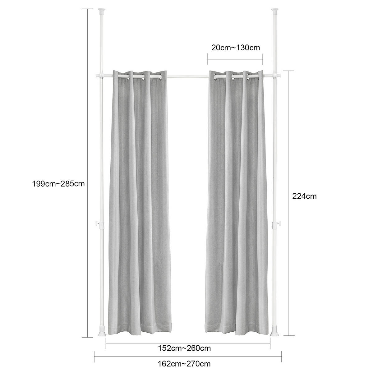 TELESKOPVORHANG Grau - Grau, Textil (115/12/10cm) - SoBuy