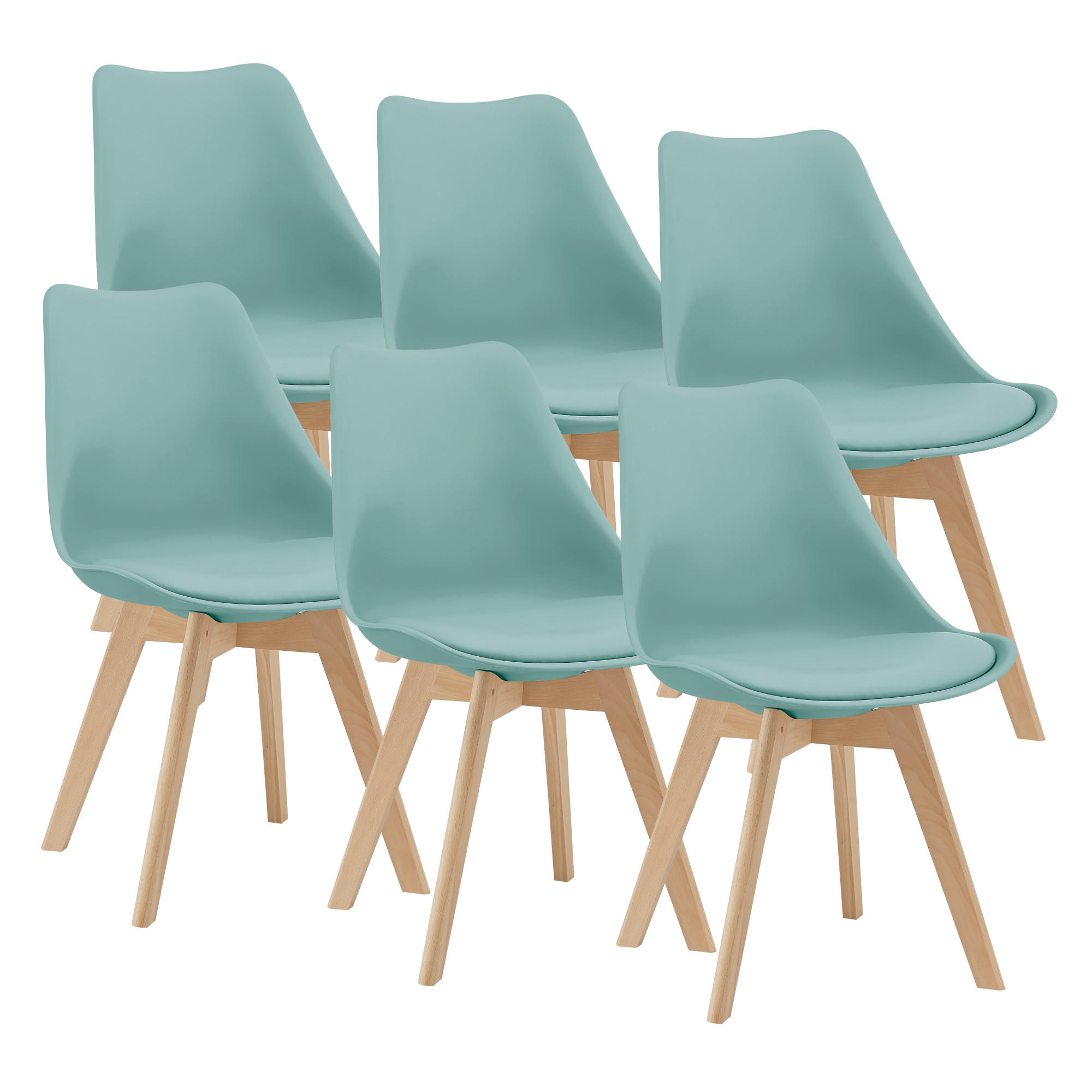 ESSZIMMERSTUHL-SET 6 TLG. Fläten - Grün, Leder (49/81/57cm) - [en.casa]