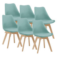 ESSZIMMERSTUHL-SET 6 TLG. Fläten - Grün, Leder (49/81/57cm) - [en.casa]