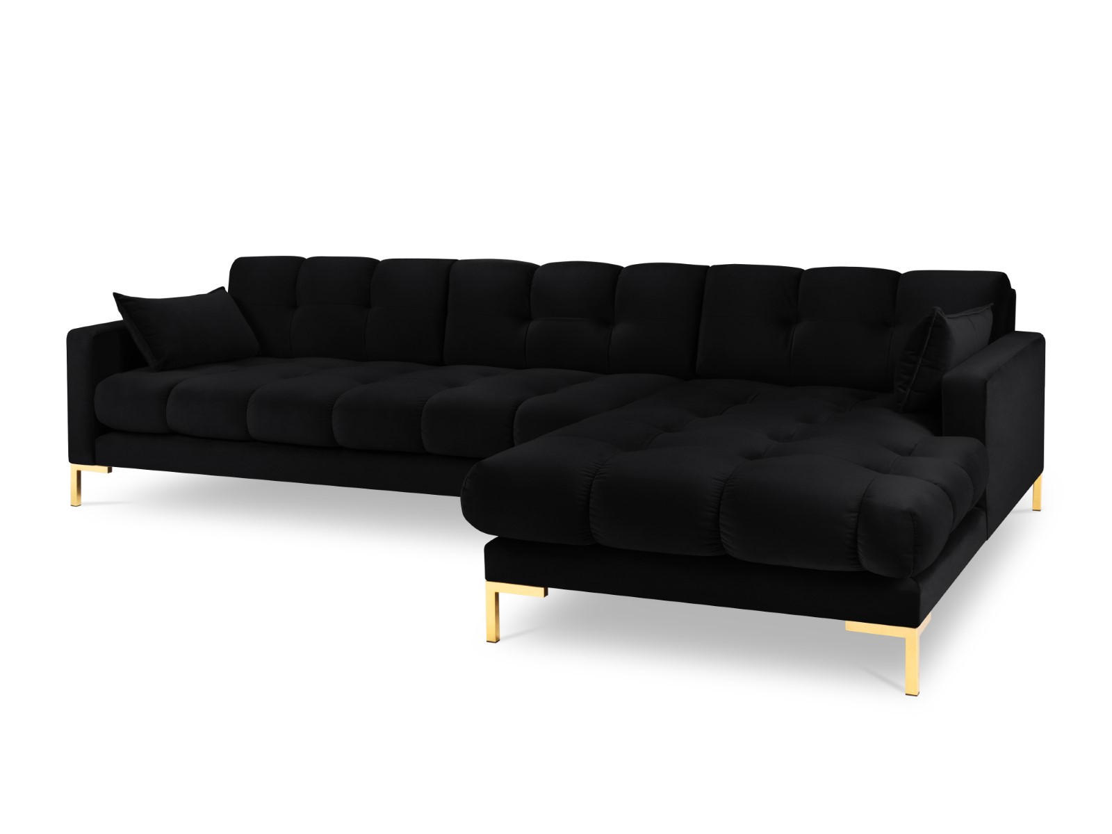 ECKSOFA rechts Mamaia aus Samt schwarz 5 Sitzplätze - Schwarz, Textil (185/293cm) - Micadoni
