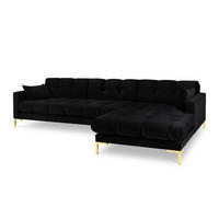 ECKSOFA rechts Mamaia aus Samt schwarz 5 Sitzplätze - Schwarz, Textil (185/293cm) - Micadoni