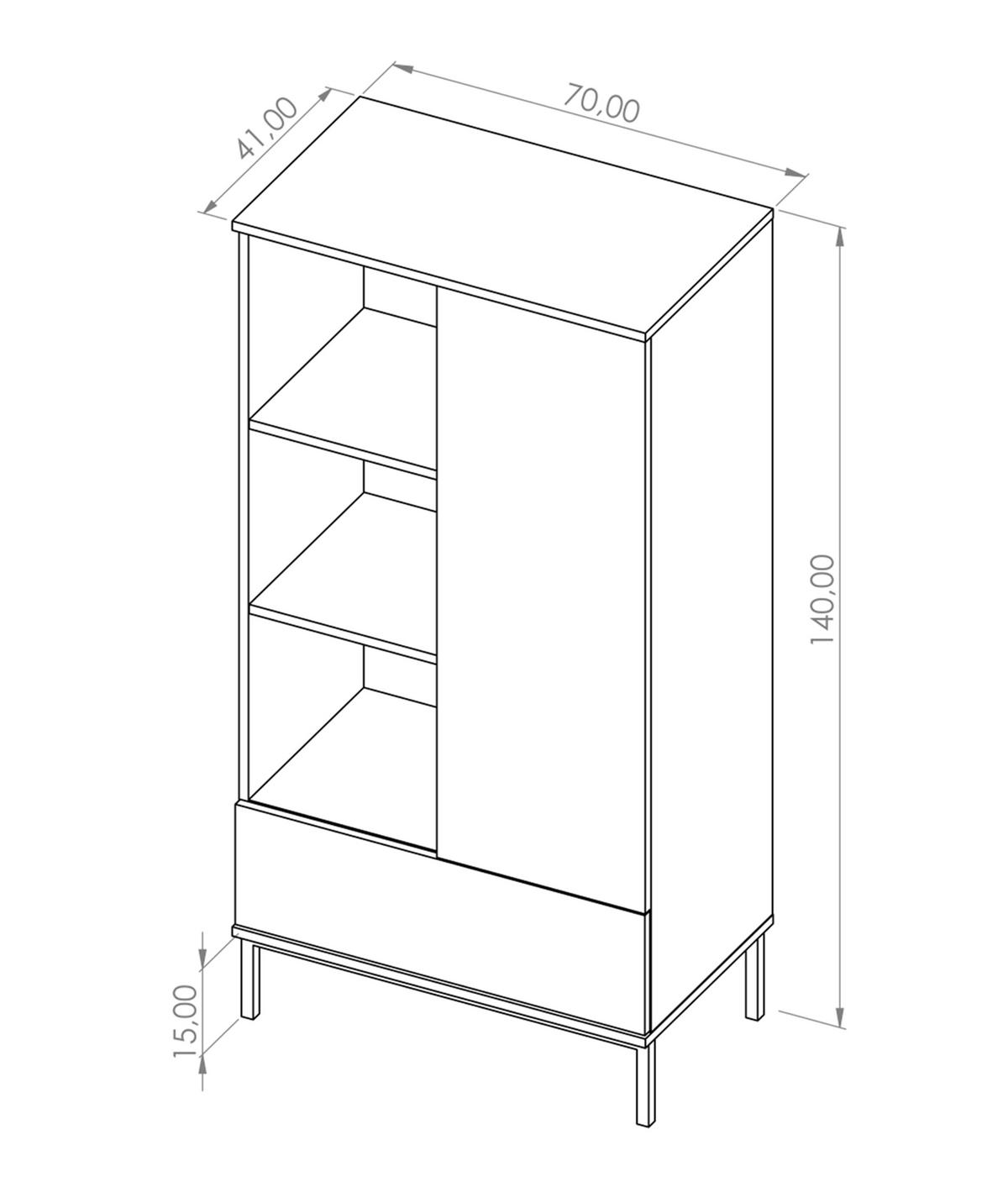 REGAL Queba 1T 1S Hellbraun 70/140/41 cm – Regal Holzoptik Wohnzimmer - Hellbraun/Schwarz, Holzwerkstoff (70/140/41cm) - AX Living