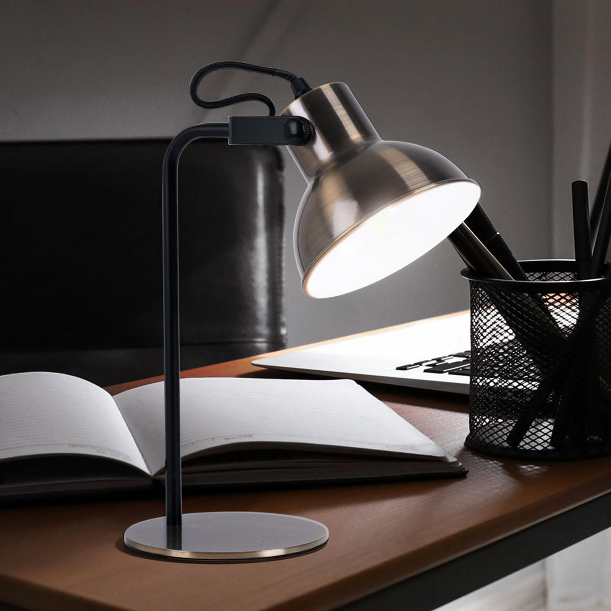 TISCHLEUCHTE Spot Messing Schwarz - Messingfarben, Metall (15/29/33.5cm) - Brilliant