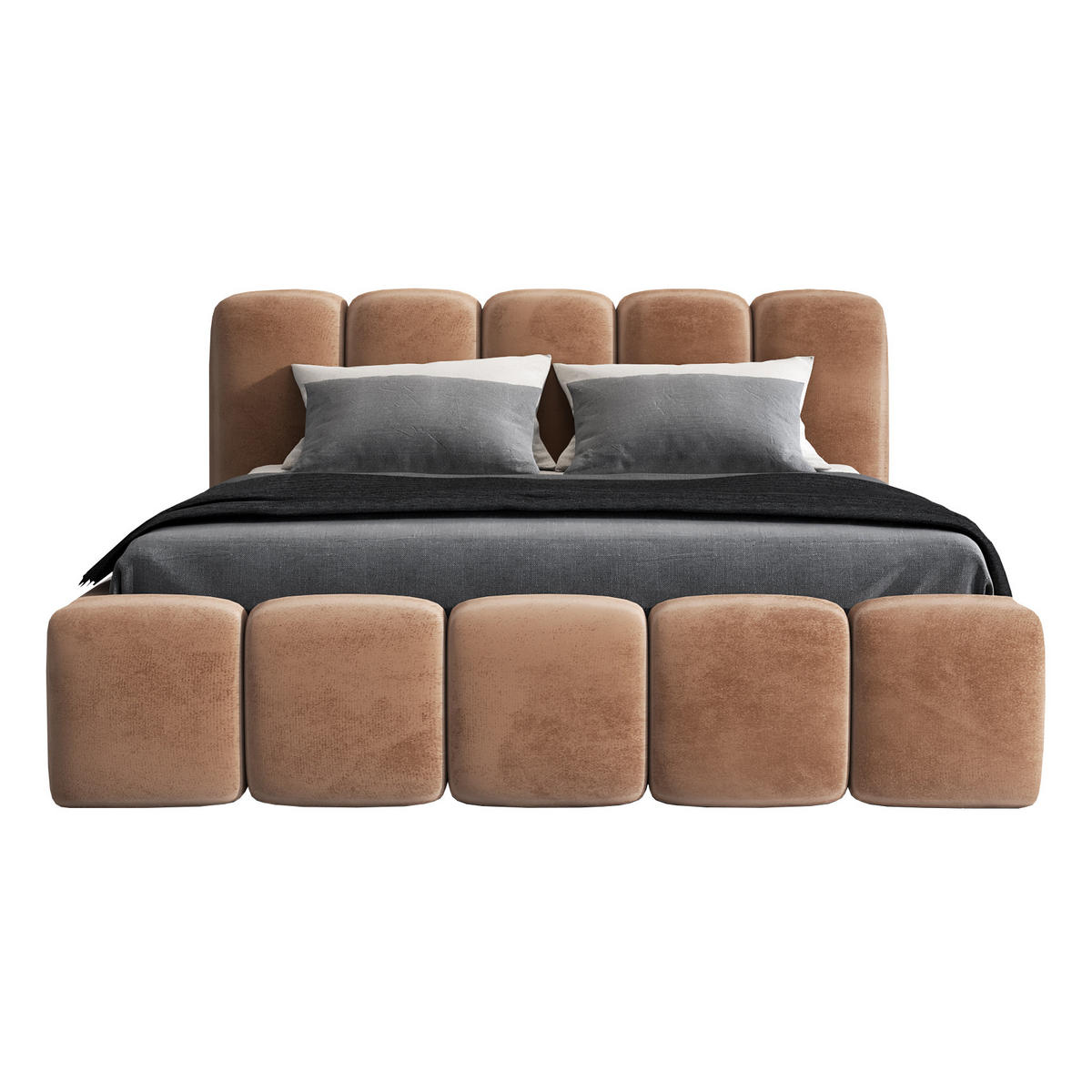 POLSTERBETT SONIC mit Matratze H2 90x200 Braun - Braun, Textil (90/200cm) - A&J MöbelLand