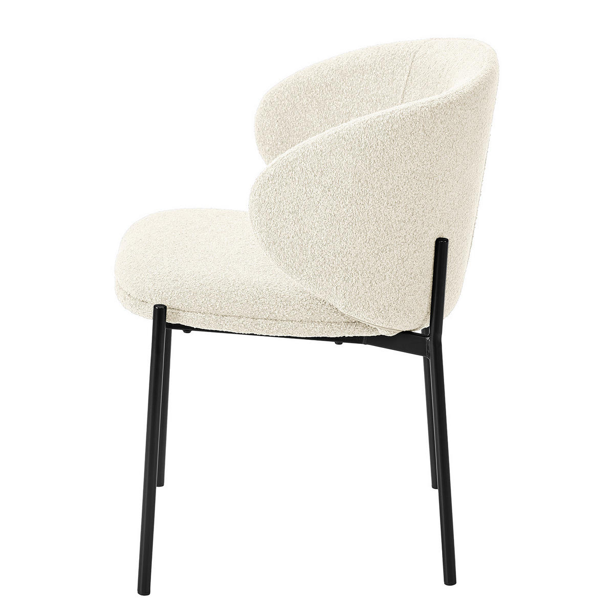 POLSTERSTUHL - 2er-Set - Stahl / Bouclé - Creme, Textil/Metall (57/76/58cm) - home24