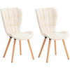 STUHL 2er Set Lederlook creme - Eukalyptusholzfarben/Creme, Holz/Textil (50/88/63cm) - CLP