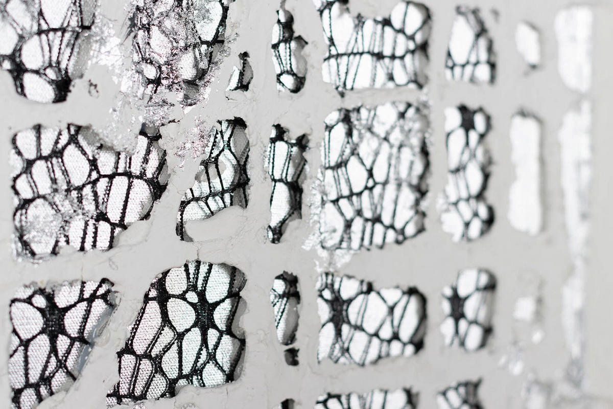 ACRYLBILD HANDGEMALT 60/90 cm - Silberfarben/Weiß, Holz/Textil (1.4/90cm) - KUNSTLOFT