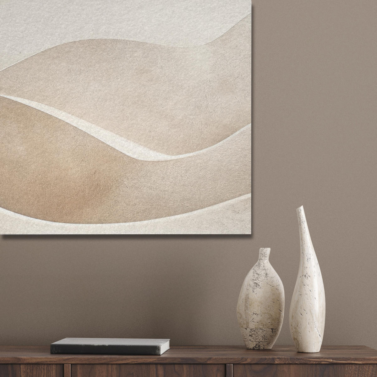 AKUSTIKPANEEL Beige - Natur - Abstrakt - Modern 80x60 cm - Beige, Textil (80/0.9/60cm) - MuchoWow