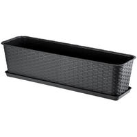 BALKONKASTEN mit Untersetzer 60 cm, Anthrazit - Anthrazit, Kunststoff (17/60cm) - KADAX