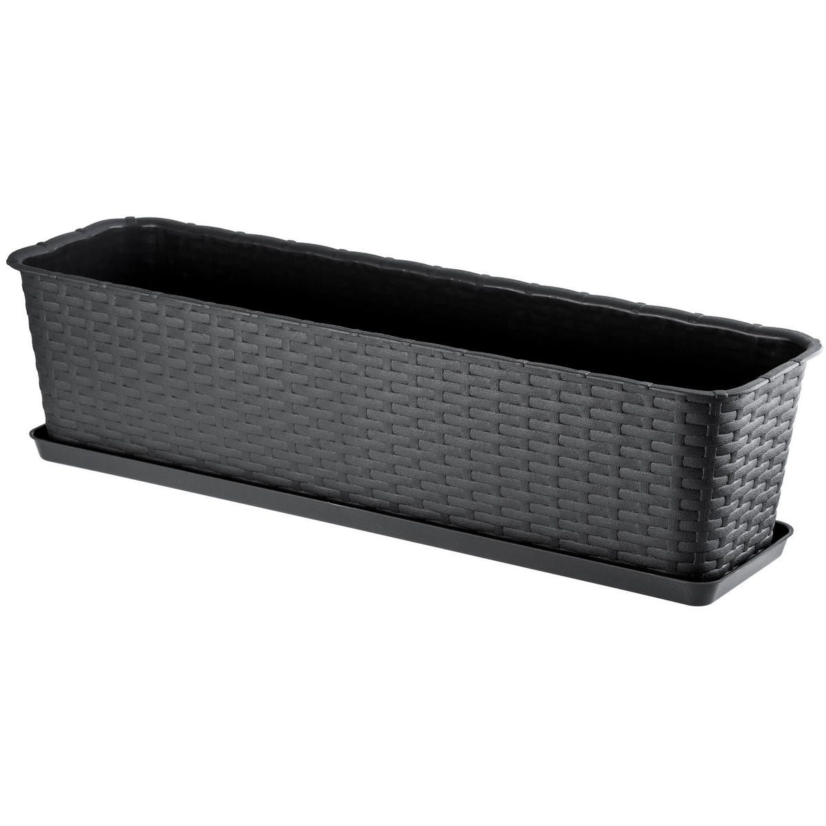 BALKONKASTEN mit Untersetzer 60 cm, Anthrazit - Anthrazit, Kunststoff (17/60cm) - KADAX