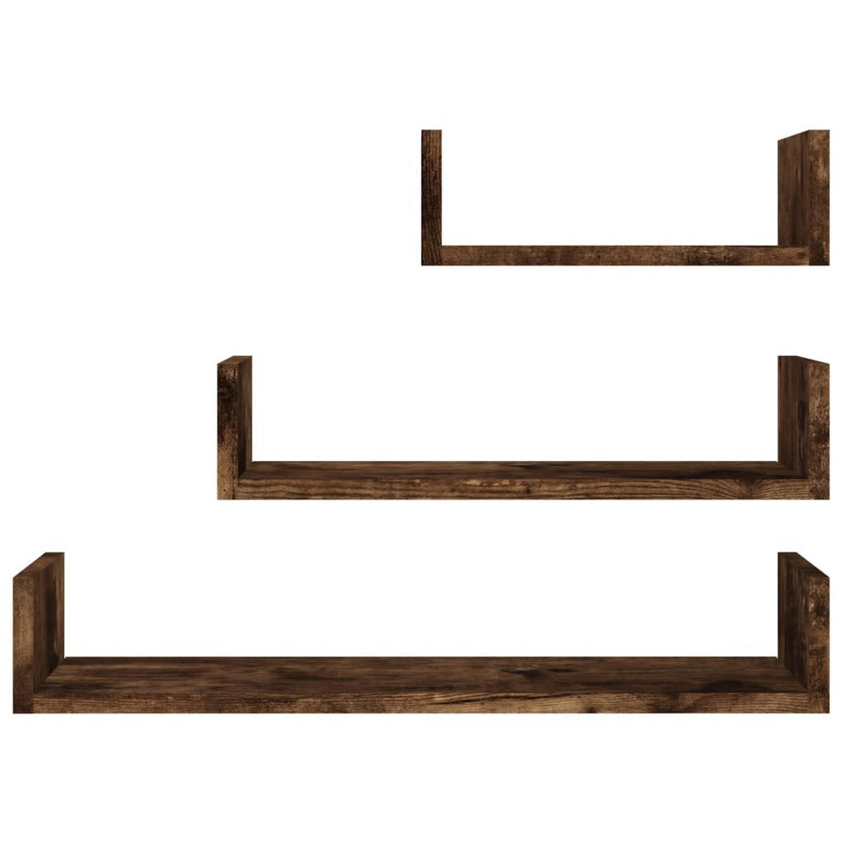 WANDREGALE 3 Stk. Räuchereiche Holzwerkstoff - Braun, Holzwerkstoff (15/10/60cm) - furnicato