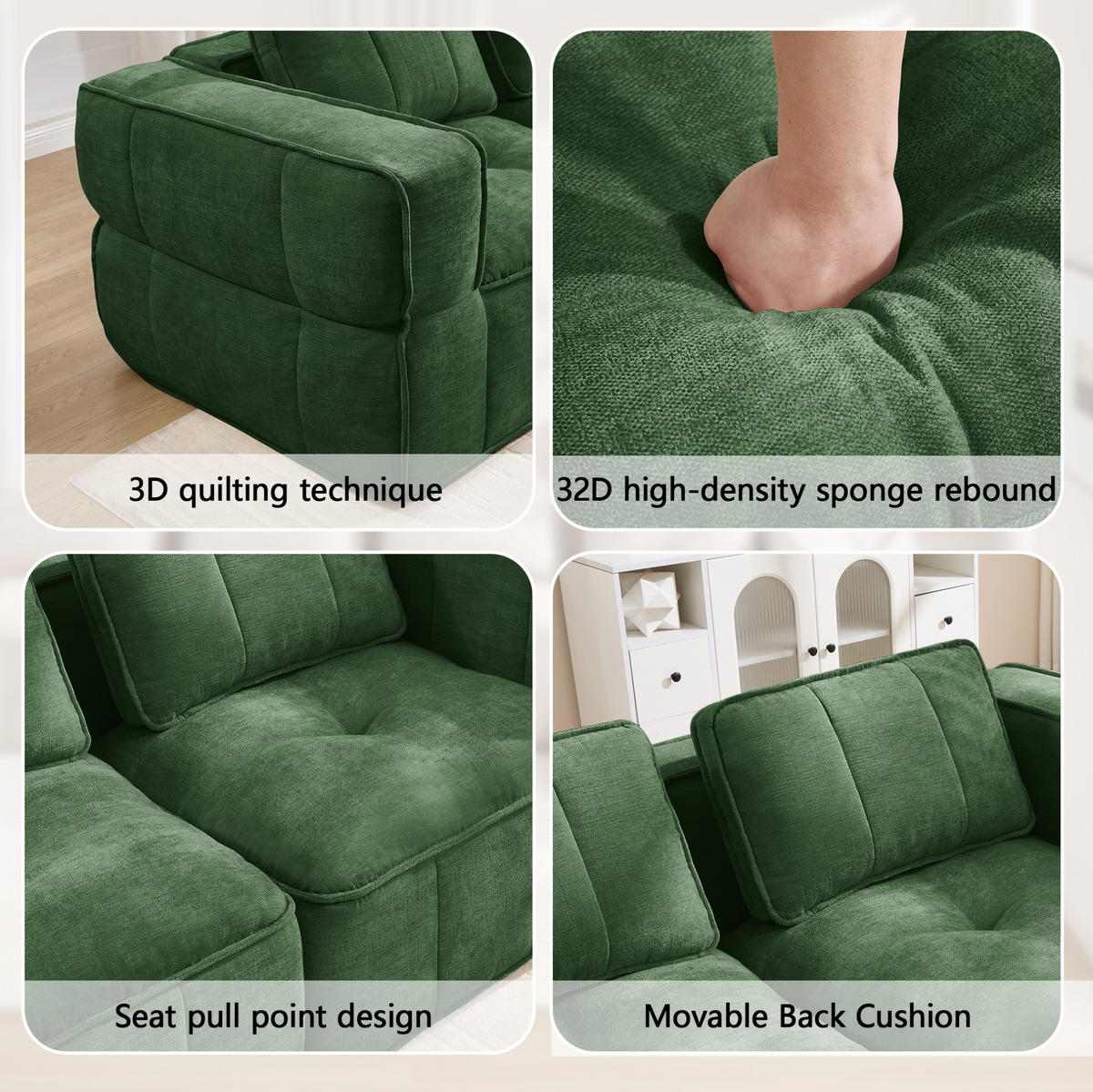 ECKSOFA 271/162/67 cm in Grün aus Polyester mit Hocker - Grün, Kunststoff (162/271cm) - Flora Grace